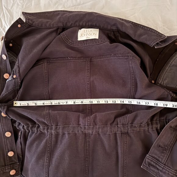 ulla johnson medium dk brown odette dylan denim puff sleeve peplum jacket - Picture 6 of 8